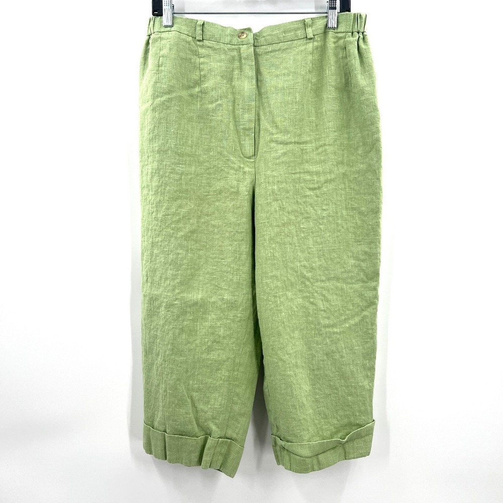 Vintage Harve benard high rise linen wide leg spring green pant bohemian chic 16